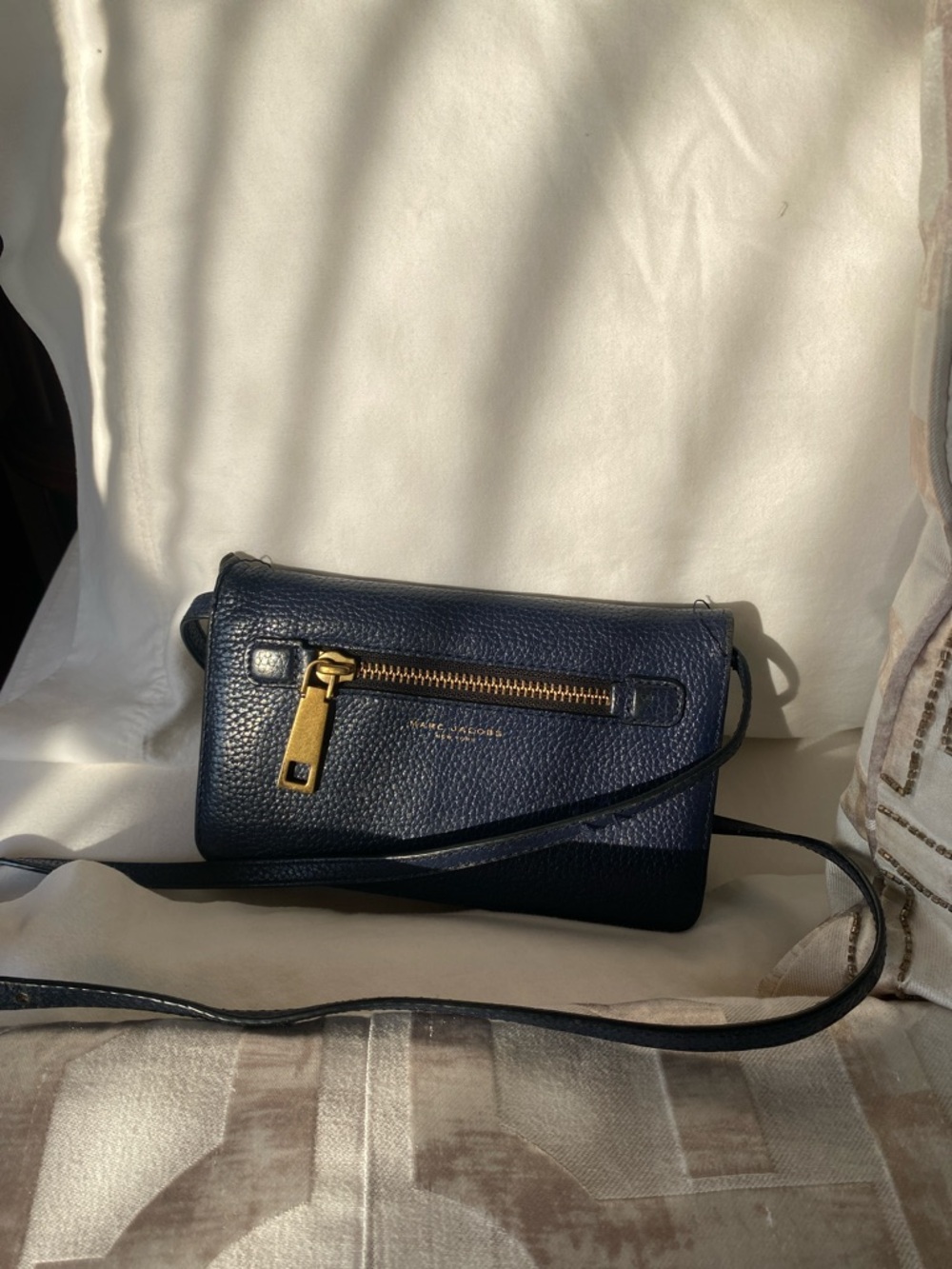 Marc Jacobs Navy Leather Crossbody with Gold Hardware